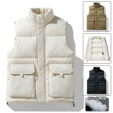 Men's Down Vest Loose Stand Collar Warm Jacket